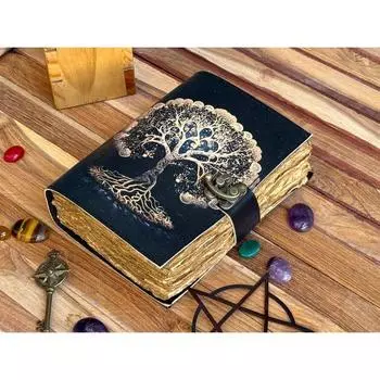 Красивый Журнал Для зарисовок Книга для путешествий Пустая книга Заклинание кожаный Журнал Древо Жизни 7 x 5 in чёрный