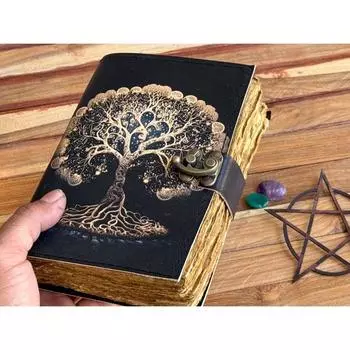 Красивый Журнал Для зарисовок Книга для путешествий Пустая книга Заклинание кожаный Журнал Древо Жизни 7 x 5 in чёрный