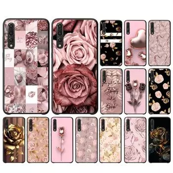 Красивый золотой чехол для телефона Rose для Huawei P 8 9 10 20 30 40 50 Pro Lite Psmart Honor 10 lite 70 Mate 20lite Huawei P10 Lite