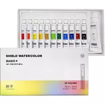Краска акварельная Shield Basic 7,5мл, 12 цветов, корейские игрушки