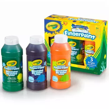 Краска для рисования пальцами Crayola, легко смывается водой, набор из 3-х цветов (яркий) 551311 Оригинальный продукт