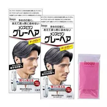 Краска для седых волос для мужчин Hoyu Mens Bigen Gray Hair Dark Gray 1 средство 40 г + 2 средства 40 г + набор для окрашивания в комплекте x 2