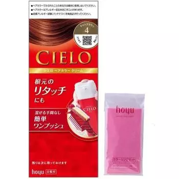 Краска для седых волос Hoyu Cielo Hair Color Ex4 Cream 4 светло-коричневый 1 средство 40 г + 2 средства 40 г + в комплекте накидка для окрашивания