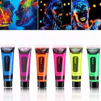 Краска для тела Dark Face Blacklight Neon Face Easy Clean Set, светящиеся в темноте принадлежности для вечеринок, многоцветные1