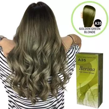 Краска для волос Berina - Краска для волос своими руками Золотисто-зеленый блондин A35 Color - Большой размер 120мл