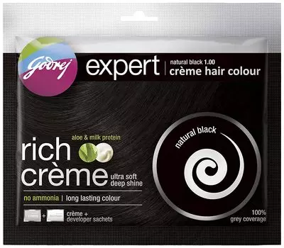 Краска для волос Godrej Expert Creme Выберите из 5 цветов 20 GM + 20 ML Natural Black 20GM + 20ML