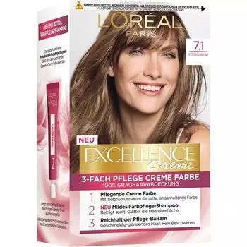 Краска для волос L Oreal Excellence 7.1 Средний пепельный блондин 1-й