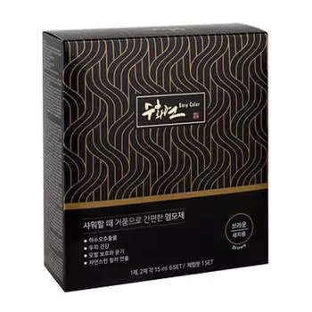 Краска для волос Suhwayeon Easy Color 5-Minute 7P - Коричневый цвет, шампунь, супер легкое покрытие седых волос, 1 шт.