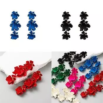 Серьги-цветы Многослойные женские серьги-подвески 3.2*7.5cm бежевый