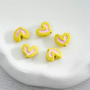 Краска Кэнди Двухцветное Кривое Сердце Любовь Персиковое Сердце Бисером Сделай Сам Сплав Разделитель Бусин Ювелирные Аксессуары Браслет Ожерелье Рассыпные Бусины 5 pieces