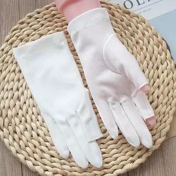 Kraska New Arrival Summer Men and Women Couple s Open Finger Touch Screen Non Slip Sun Protection Gloves Driving Quick-Drying UV Protection Women-White All yards