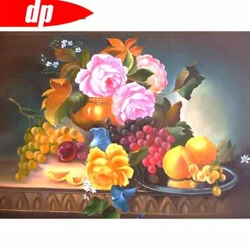 Краска с бриллиантами, круглые цветы, алмазная вышивка, фрукты, стразы, домашний декор ручной работы 20X30CM
