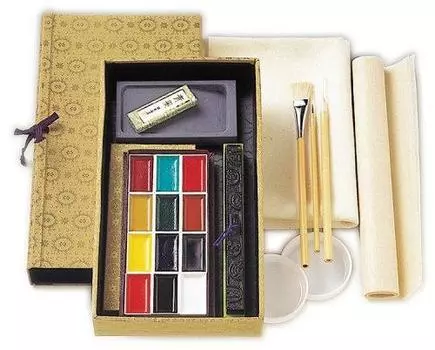 Краски для японской живописи KISSHO Kansai Paint Set 1 Kansai 12 цветов Sumi-Sai No. переделанный