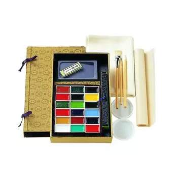Краски для японской живописи KISSHO Kansai Paint Set 2 Kansai 18 цветов Sumi-sai No. переделанный