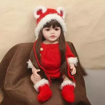 Красная 55 см реалистичная кукла-реборн полностью силиконовая виниловая кукла-реборн лучшие рождественские подарки игрушка для девочек