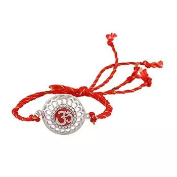 Красная эмаль Om Rakhi с родиевым покрытием и изящной шелковой нитью