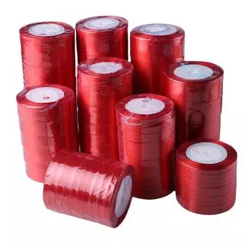 Красная атласная лента для свадьбы, Рождества, Хэллоуина, вечеринки, DIY-принадлежности, упаковка, подарочная упаковка, альбом для вырезок Z5G4 Red-1pcs