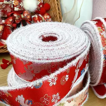 Красная атласная лента на китайский год для поделок и декора 3cm