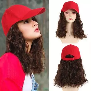 Красная бейсбольная кепка синтетические накладные волосы короткая прическа с волнами на воде регулируемая шапочка парик термостойкий для женщин ежедневное использование