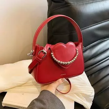 Красная бисерная сумка на плечо Love для женщин, новые простые универсальные сумки через плечо, элегантные модные женские свадебные сумки