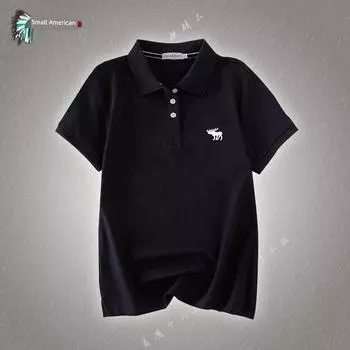 Красная футболка-поло с лацканами из чистого хлопка, с коротким рукавом, женская, с рукавом до локтя, облегающая, в стиле athleisure, больших размеров, летняя Black M