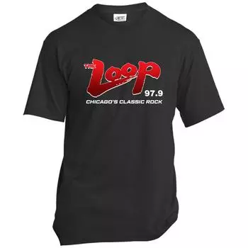 Красная футболка The Loop Chicago Rocks FM Radio, мужская хлопковая одежда в стиле хип-хоп для мужчин L чёрный