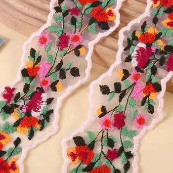 Красная хлопковая кружевная ткань, 1 ярд, с вышитой лентой по краю, отделка для штор, свадебное платье, аксессуары для шитья своими руками, ширина 6,5 см