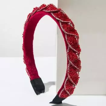 Красная хрустальная стразовая повязка на голову для женщин девочек блестящая сверкающая повязка на голову бисерная мягкая повязка для волос праздничные свадебные аксессуары для волос