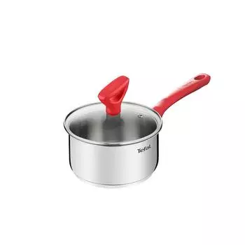Красная индукционная кастрюля Tefal Edition из нержавеющей стали (16 см, 1,5 л) Можно мыть в посудомоечной машине в духовке без PFOA Silver