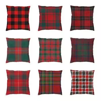 Красная клетчатая наволочка для дивана в шотландскую клетку, рождественская современная наволочка для подушки, автомобильная наволочка 40X40CM