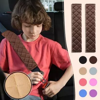 Красная кожаная подушка для подплечников из пены с эффектом памяти для автомобильных ремней безопасности чёрный