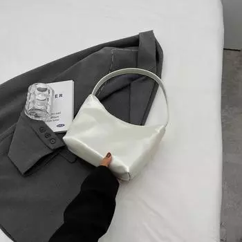 Красная кожаная сумка подмышкой для женщин, новая глянцевая корейская сумка на одно плечо, простая свадебная сумка