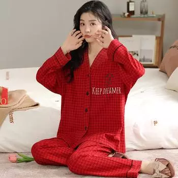 Красная ласточка пояс пижамы комплект для женщин с длинными рукавами длинные брюки осень зима милая пижама для девочек мягкая милая пижама уютная пижама M