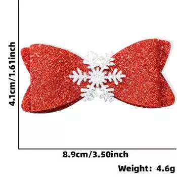 Красная очаровательная заколка-бант «Снежинка» с праздничными оленьими рогами для детей Snowflake Red Bow