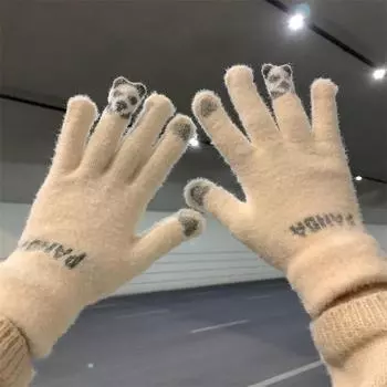 Красная панда милые бархатные утолщенные перчатки Ins теплые студенческие велосипедные холодные с защитой от сенсорного экрана унисекс