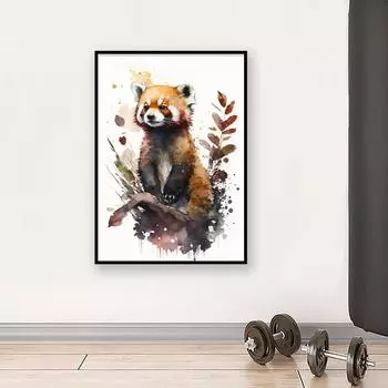 Красная Панда Ретро Украшение Дома Акварель Абстрактная Настенная Картина Маслом Прекрасная Декоративная Живопись для Гостиной 21cm30cm NoFrame