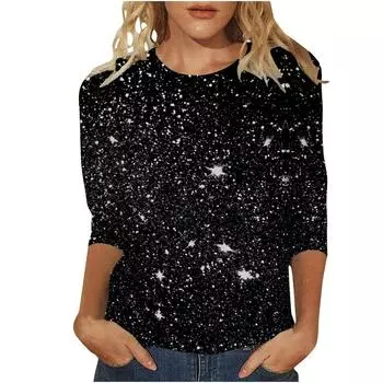 Красная печать женская футболка празднует атмосферу карнавала модные футболки для женщин рукав три четверти рубашки топ S