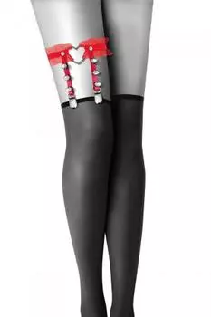 Красная подвязка с сердцем TU прозрачный