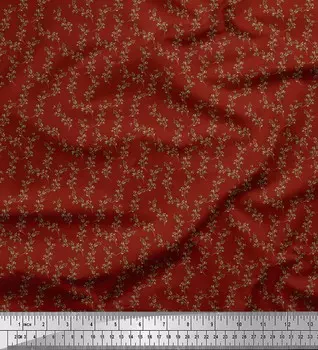 Красная полиэфирная креповая ткань Soimoi с принтом в виде листьев BTY, 42 дюйма 42 Inch Wide - Poly Crepe синий