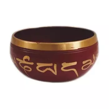 Красная поющая чаша с деревянным стеком, Red Singing Bowl and Wooden Striker Stick