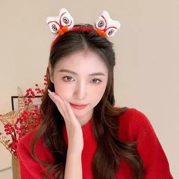 Красная повязка на голову 2024 года, повязка на голову с Новым годом, танец льва, новогодний головной убор, повязка на голову для куклы-дракона, девочка D