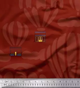 Красная японская креп-сатиновая ткань Soimoi, архитектурная структура и праздничная ткань с принтом на воздушном шаре, 42 дюйма по метрам 42 Inch Wide - Poly Crepe красный