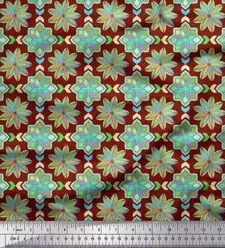 Красная японская креп-сатиновая ткань Soimoi, многоцветная ткань для рукоделия с принтом мандалы, 42 дюйма по метрам 42 Inch Wide - Poly Crepe красный