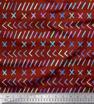 Красная японская креп-сатиновая ткань Soimoi с математическим символом, принт на ткани по метрам, 42 дюйма 42 Inch Wide - Poly Crepe зелёный