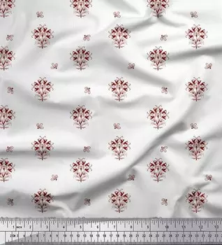 Красная японская креп-сатиновая ткань Soimoi с цветочным принтом, ткань по метрам, 42 дюйма 42 Inch Wide - Cotton Voile красный