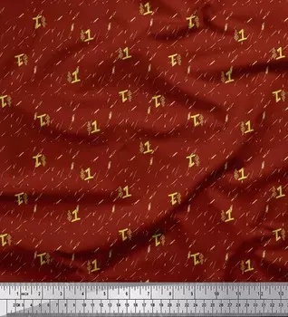 Красная японская креп-сатиновая ткань Soimoi с абстрактным принтом и символом доллара, 42 дюйма по метрам 42 Inch Wide - Poly Crepe красный