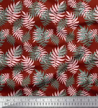 Красная японская креп-сатиновая ткань Soimoi с художественным принтом листьев, ткань по метрам, 42 дюйма 42 Inch Wide - Cotton Voile красный