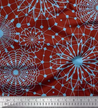 Красная японская креп-сатиновая ткань Soimoi с геометрическим принтом, ткань по метрам, 42 дюйма 42 Inch Wide - Cotton Voile красный