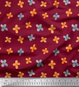 Красная японская креп-сатиновая ткань Soimoi с цветочным принтом, ткань на метр, 42 дюйма 42 Inch Wide - Cotton Voile красный