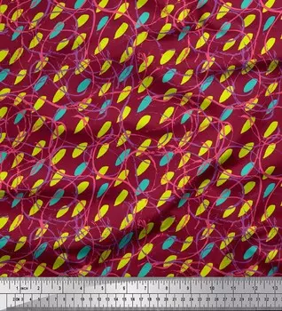 Красная японская креп-сатиновая ткань Soimoi с абстрактным принтом, ткань по метрам, 42 дюйма 42 Inch Wide - Poly Crepe фиолетовый